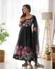 BLACK  COLOURED PURE SOFT ORGANZA ANARKALI SUIT SET WITH FULLY STITCHED DKB-25